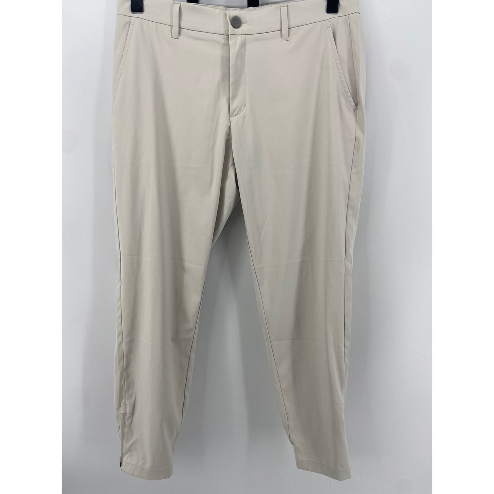 Primo Golf Jogger Pants Men 34 Short Beige Performance Tapered Ankle Zip Stretch
